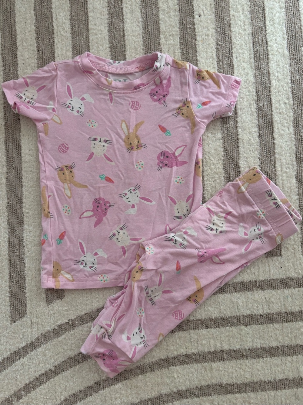 10/$15 PJ Place Pink Bunny Print Two-Piece Pajama Set